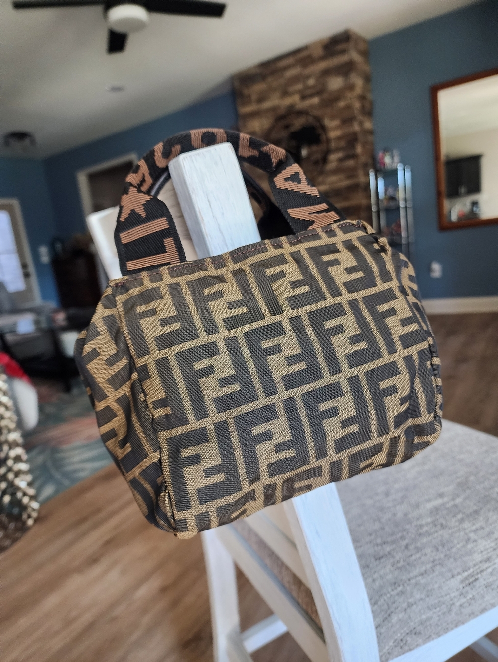 Authentic Fendi Brown Black Zucca Mini Tote Bag